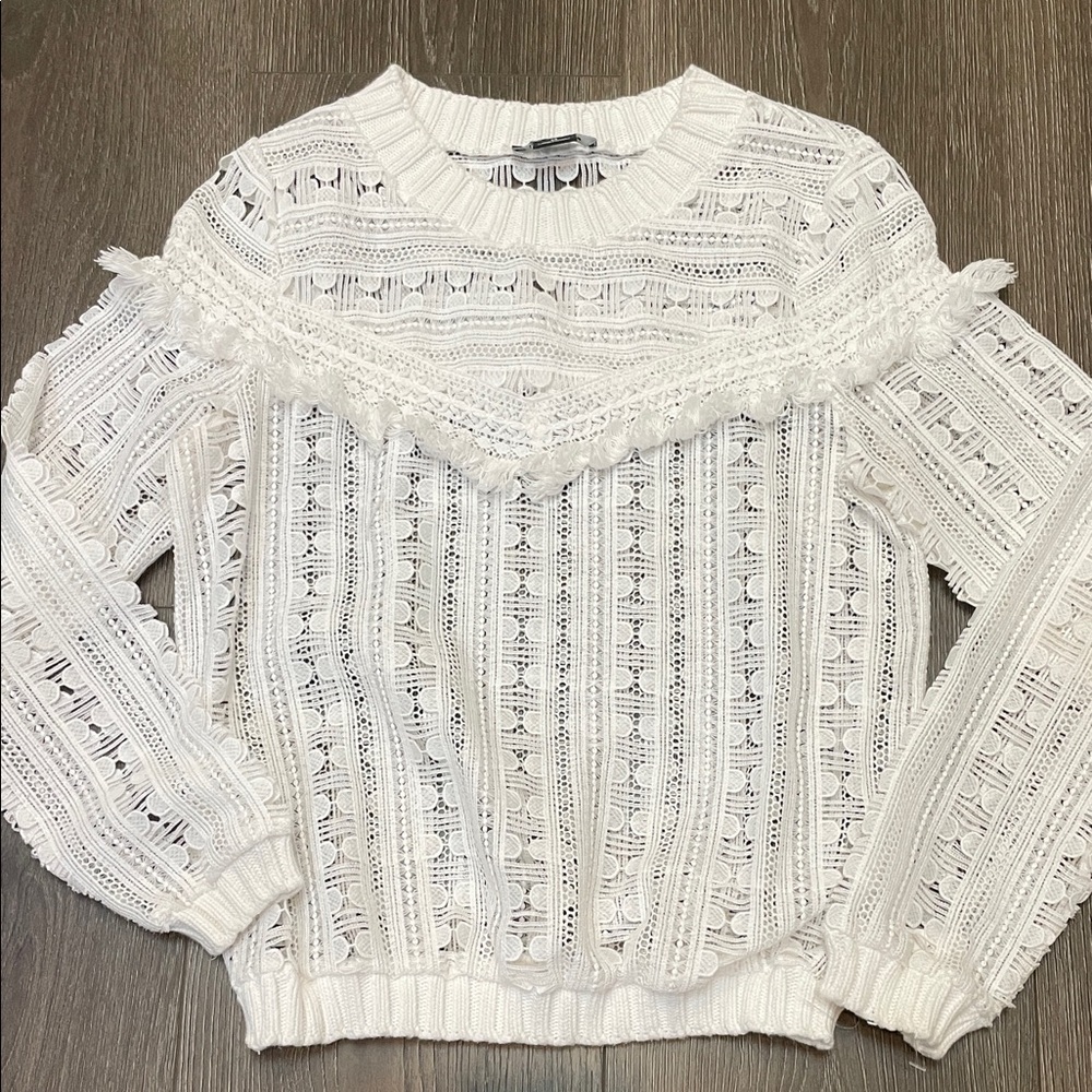 Trouvé Crochet Lace Blouse  Size XSmall Coastal Cowgirl Coquette Boho